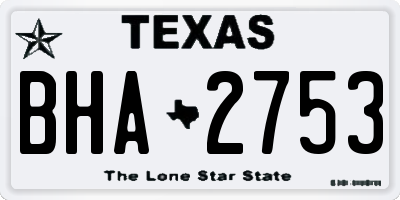 TX license plate BHA2753