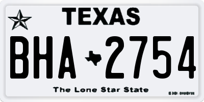 TX license plate BHA2754