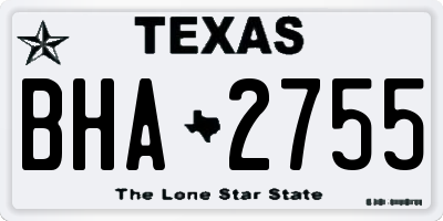 TX license plate BHA2755