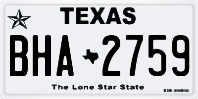 TX license plate BHA2759