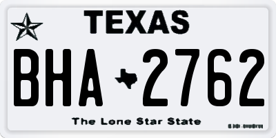 TX license plate BHA2762