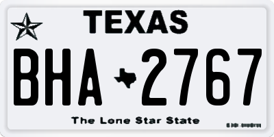 TX license plate BHA2767