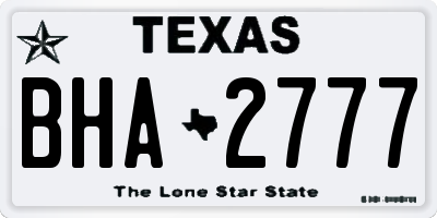 TX license plate BHA2777