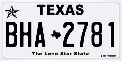 TX license plate BHA2781