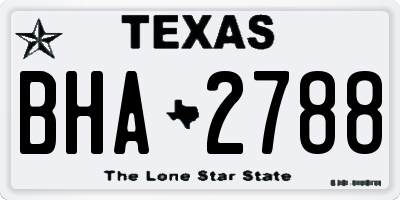 TX license plate BHA2788