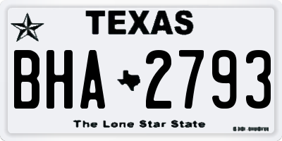 TX license plate BHA2793