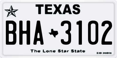 TX license plate BHA3102