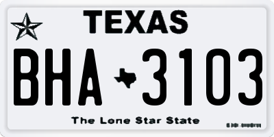 TX license plate BHA3103
