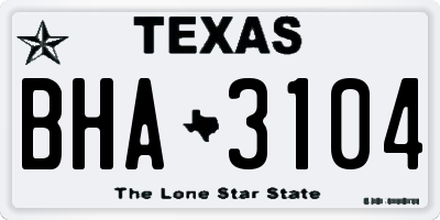TX license plate BHA3104
