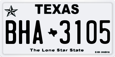 TX license plate BHA3105
