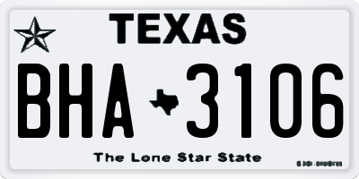 TX license plate BHA3106