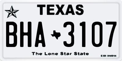 TX license plate BHA3107