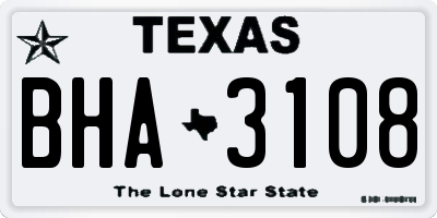 TX license plate BHA3108