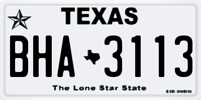 TX license plate BHA3113