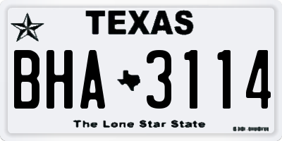 TX license plate BHA3114