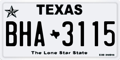 TX license plate BHA3115