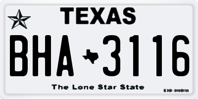 TX license plate BHA3116