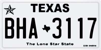 TX license plate BHA3117