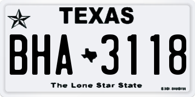 TX license plate BHA3118