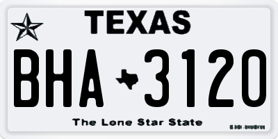 TX license plate BHA3120