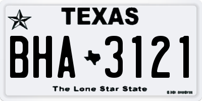 TX license plate BHA3121