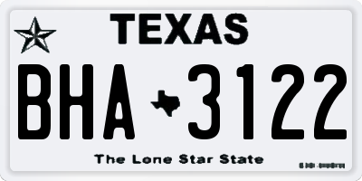TX license plate BHA3122