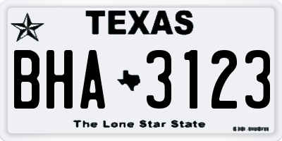 TX license plate BHA3123