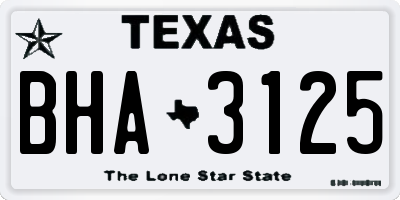 TX license plate BHA3125