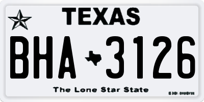 TX license plate BHA3126