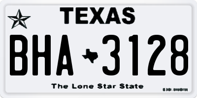 TX license plate BHA3128