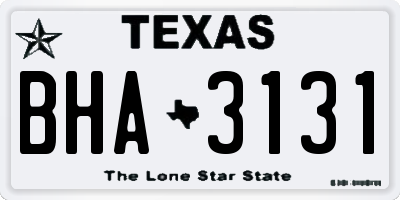TX license plate BHA3131