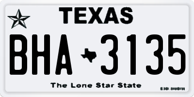 TX license plate BHA3135