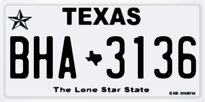 TX license plate BHA3136