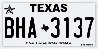 TX license plate BHA3137