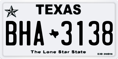 TX license plate BHA3138