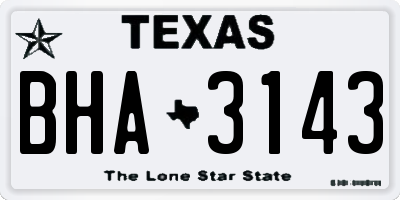 TX license plate BHA3143