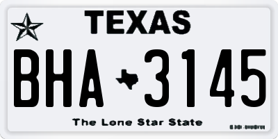 TX license plate BHA3145