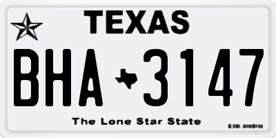 TX license plate BHA3147