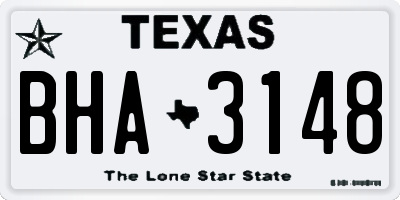 TX license plate BHA3148