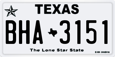TX license plate BHA3151