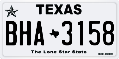 TX license plate BHA3158
