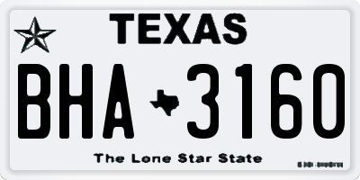 TX license plate BHA3160