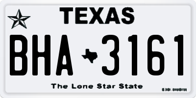 TX license plate BHA3161