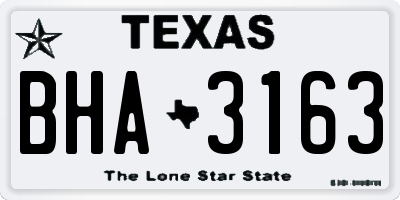 TX license plate BHA3163