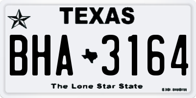 TX license plate BHA3164