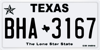 TX license plate BHA3167
