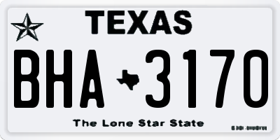 TX license plate BHA3170