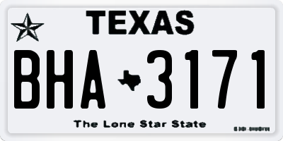 TX license plate BHA3171