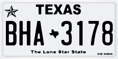 TX license plate BHA3178