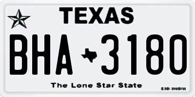 TX license plate BHA3180